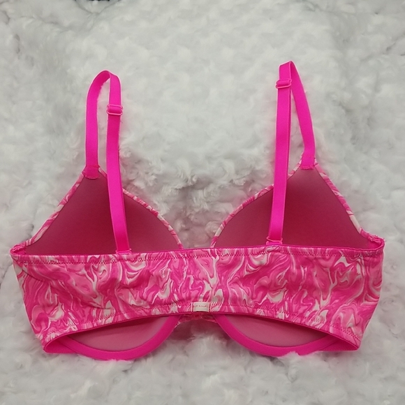 PINK Victoria's Secret 36D Pink and White Marble Swirl T-shirt Lightly Lined Bra - Picture 2 of 7